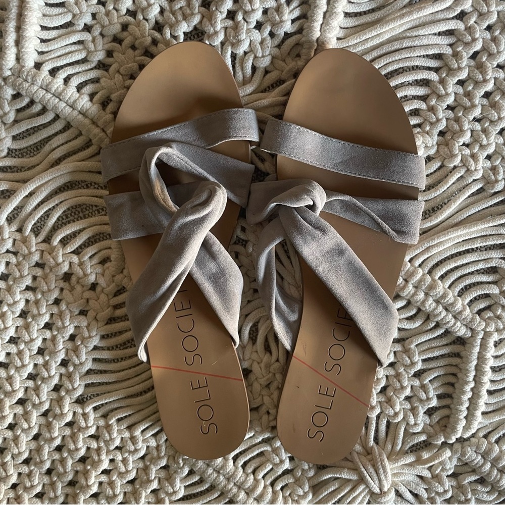 Sole Society Suede Leather Emiranza Slide Sandals Gray Size 7